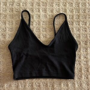 Joah Brown Black Ribbed Crop Top